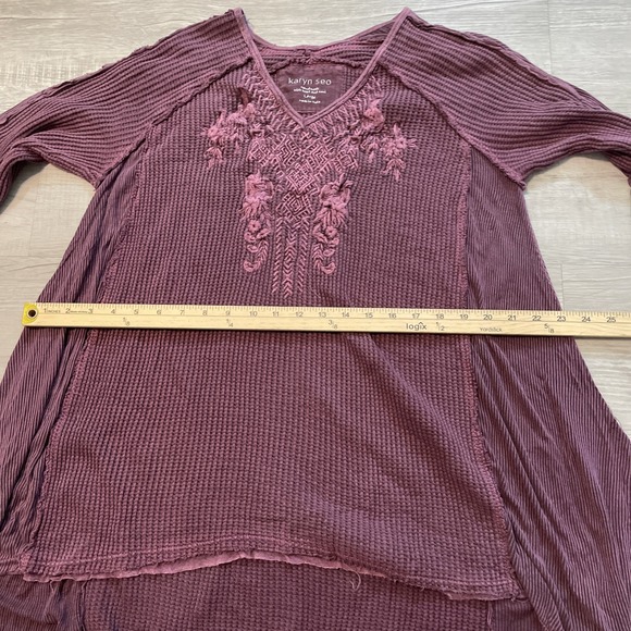 Karyn‎ SEO Knit Top 1/4 Sleeve HOBO Handmade Large Purple BOHO - Picture 6 of 7